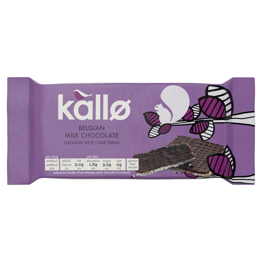 Kallo Rice Cake Range Kallo Organic Belgian Milk Chocolate Rice Cake Thins 75g – Kallo uk